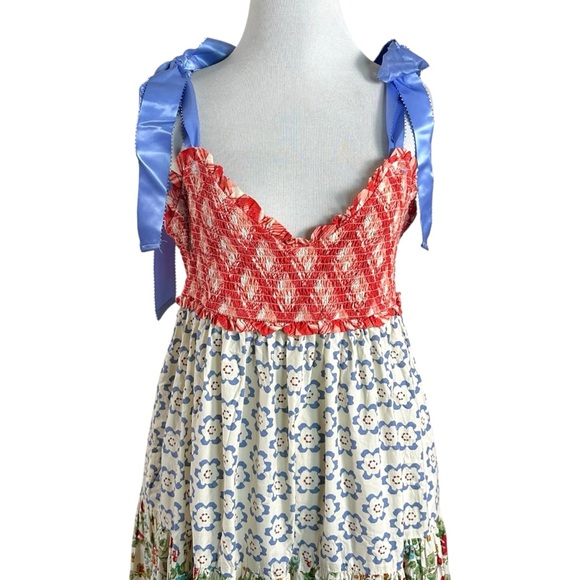 Free People Bluebell Maxi Dress Cherry Combo Medium NWT Picnic Prairie Bohemian - Picture 10 of 17